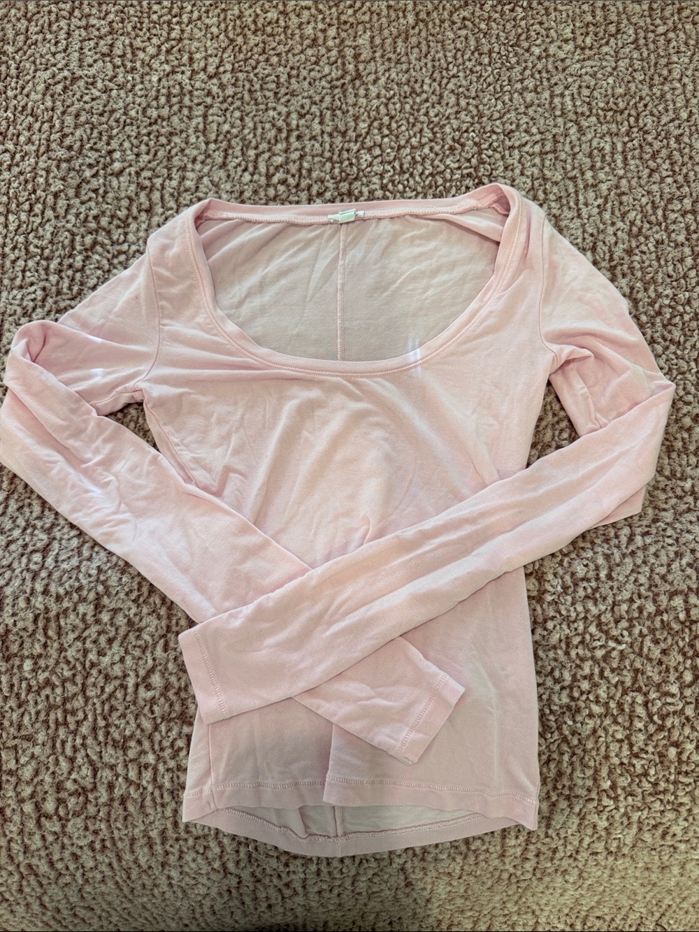 Garage Light Pink Long Sleeve Scoop Neck Top